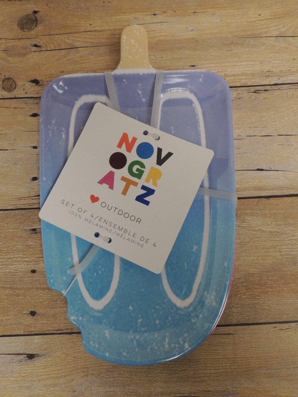Novogratz Melamine Popsicle Shaped Plates Set of 4 NEW